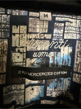 Visconti Black Men's Casual Button-Down Shirt Charcoal/black with Patterned Trim